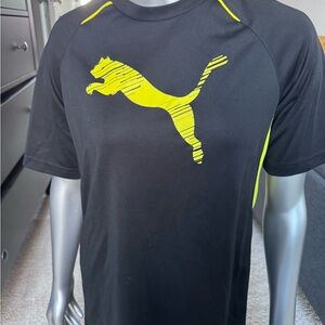 Mens Puma Activewear TShirt Tee Short Sleeve Black Yellow Sz Small S Workout